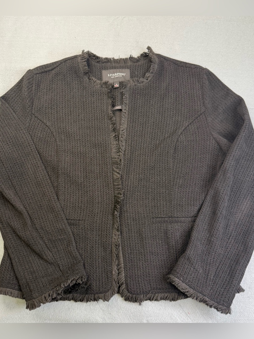 Liverpool Black Fringe-Trim Knit Blazer